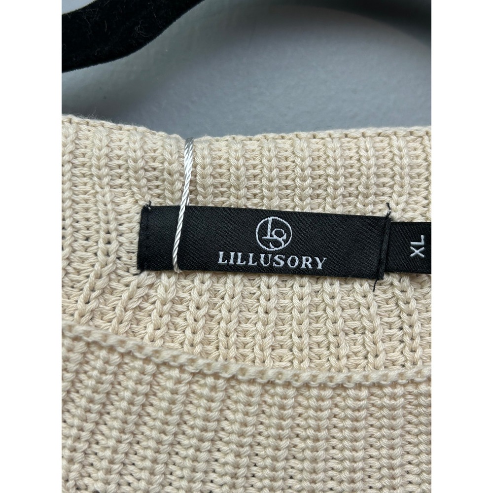 Crew Neck Short Sleeve Knit Sweater - Cream - Picture 4 of 8